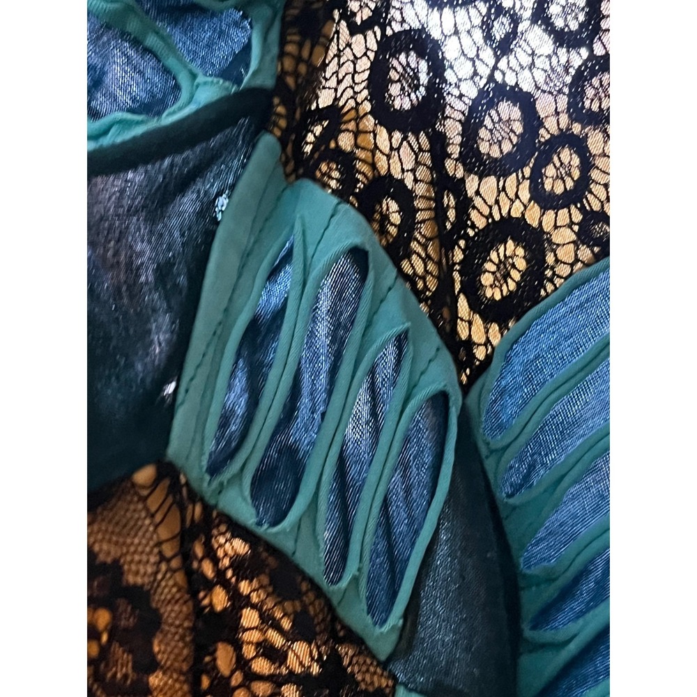 Rising International Womens M Boho Patchwork Razor Cut Lace Cardigan Multi-Color - Picture 10 of 14